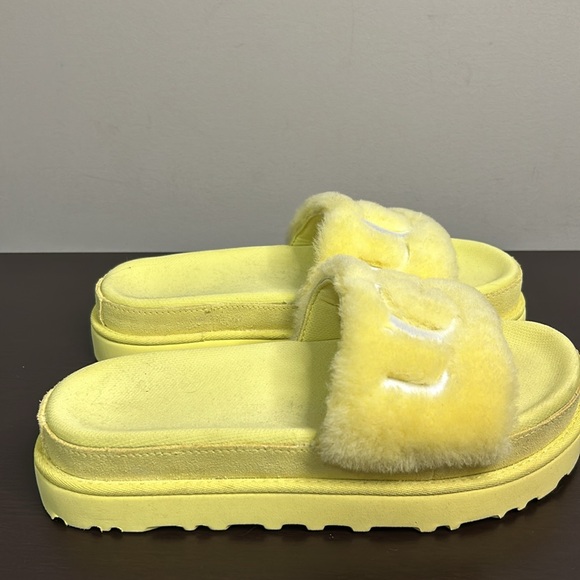 UGG Sunny Yellow Fluffy Slides - Picture 5 of 9